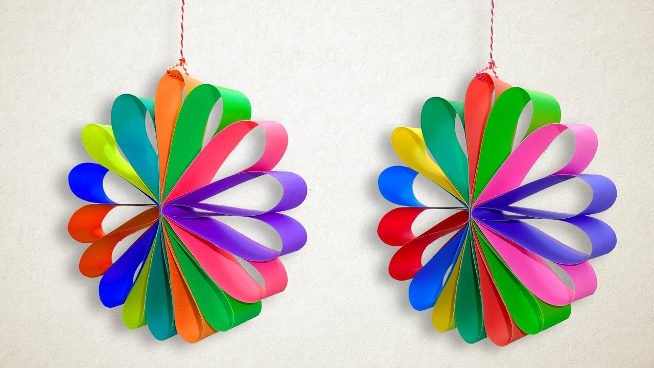 Paper Christmas Decorations - Multi Colored Hanging Paper Circle for Christmas Party Decor