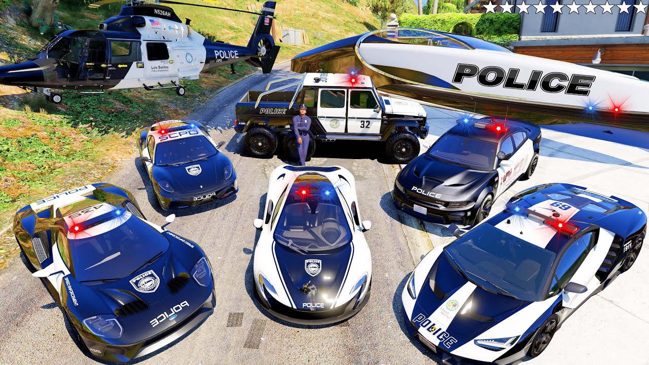 GTA 5 - Stealing RARE POLICIA CARS With Franklin | (Real Life Cop Cars #341