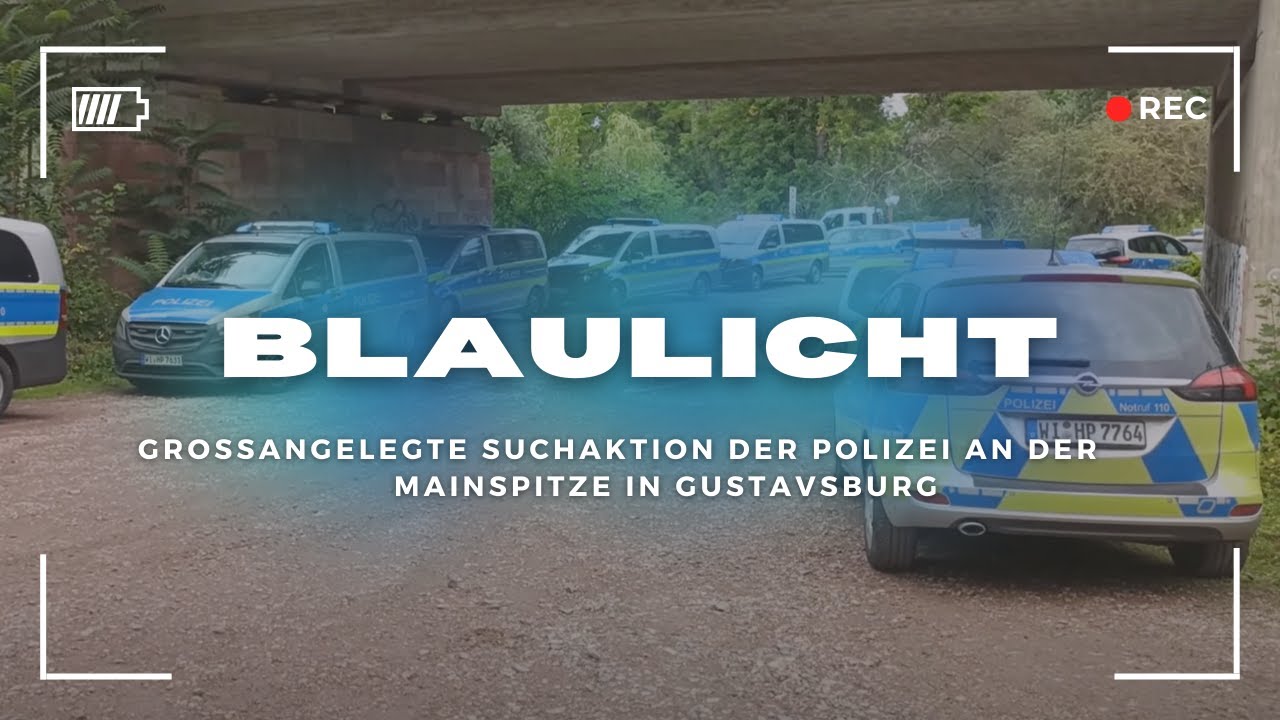 Gro&szlig;angelegte Suchaktion der Polizei an der Mainspitze in Gustavsburg