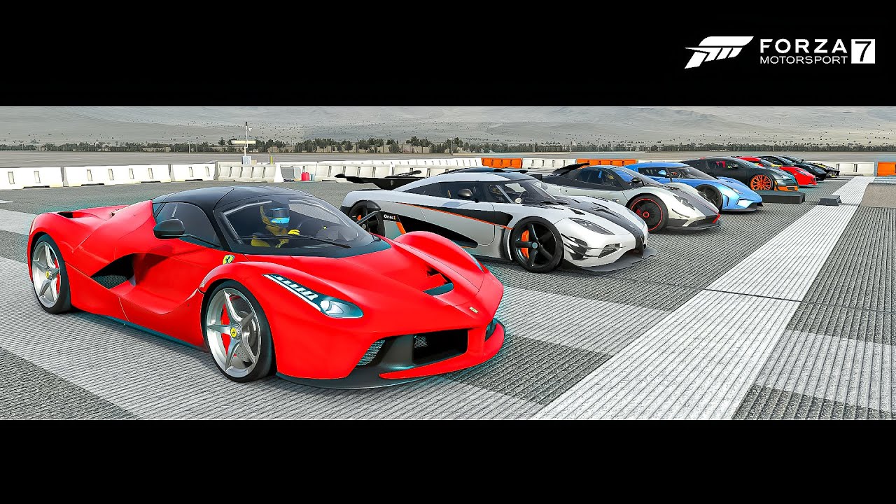 Top 25 Fastest Ferrari Supercars Cars Drag Race | Forza Motorsport 7 (Stock)