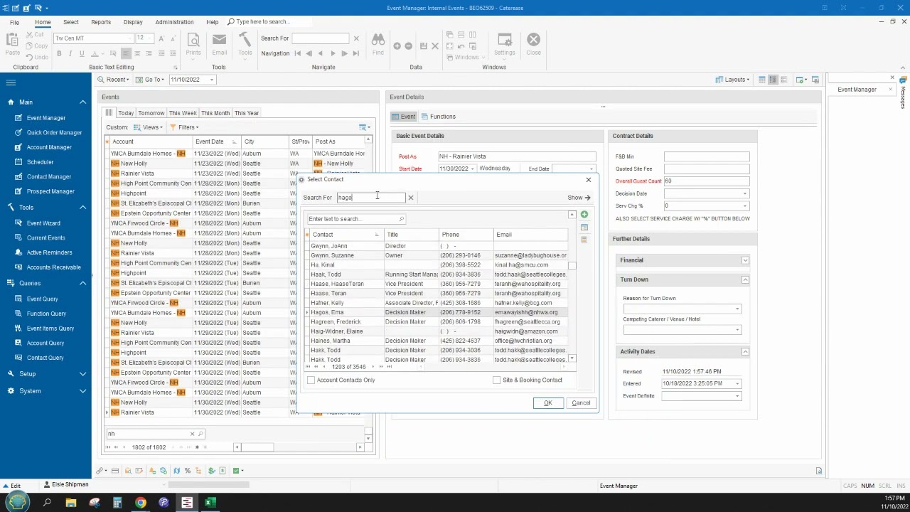 BEO Contact Changes in Caterease
