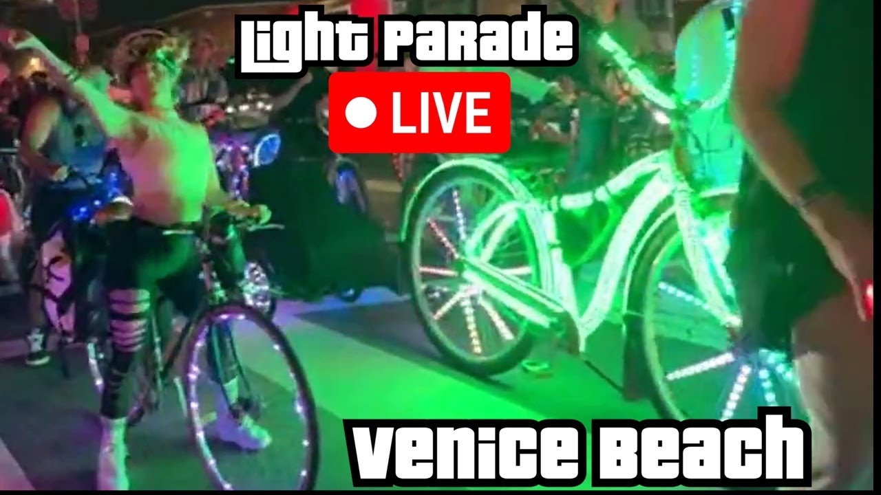 🔴 Live streaming Venice electrical light parade, e-bike live cam