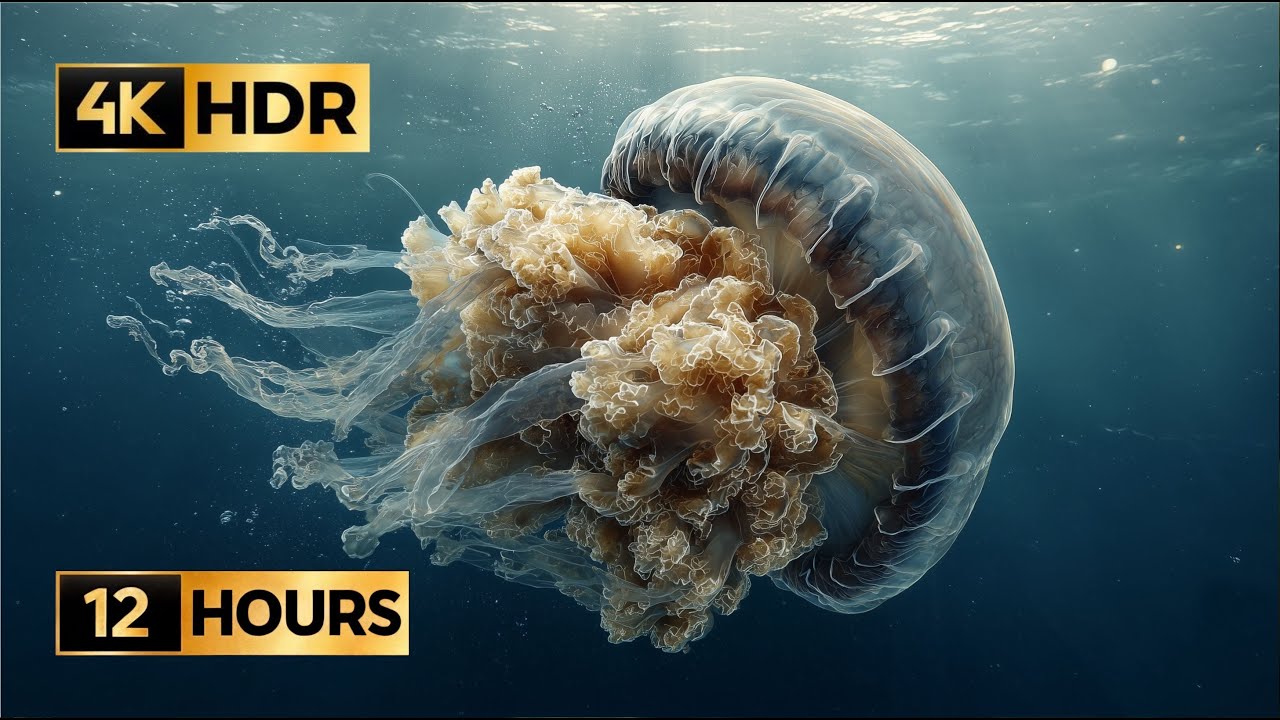 [Piano] Peaceful Jellyfish Aquarium – 12-Hour 4K HDR Healing & Ambient Music