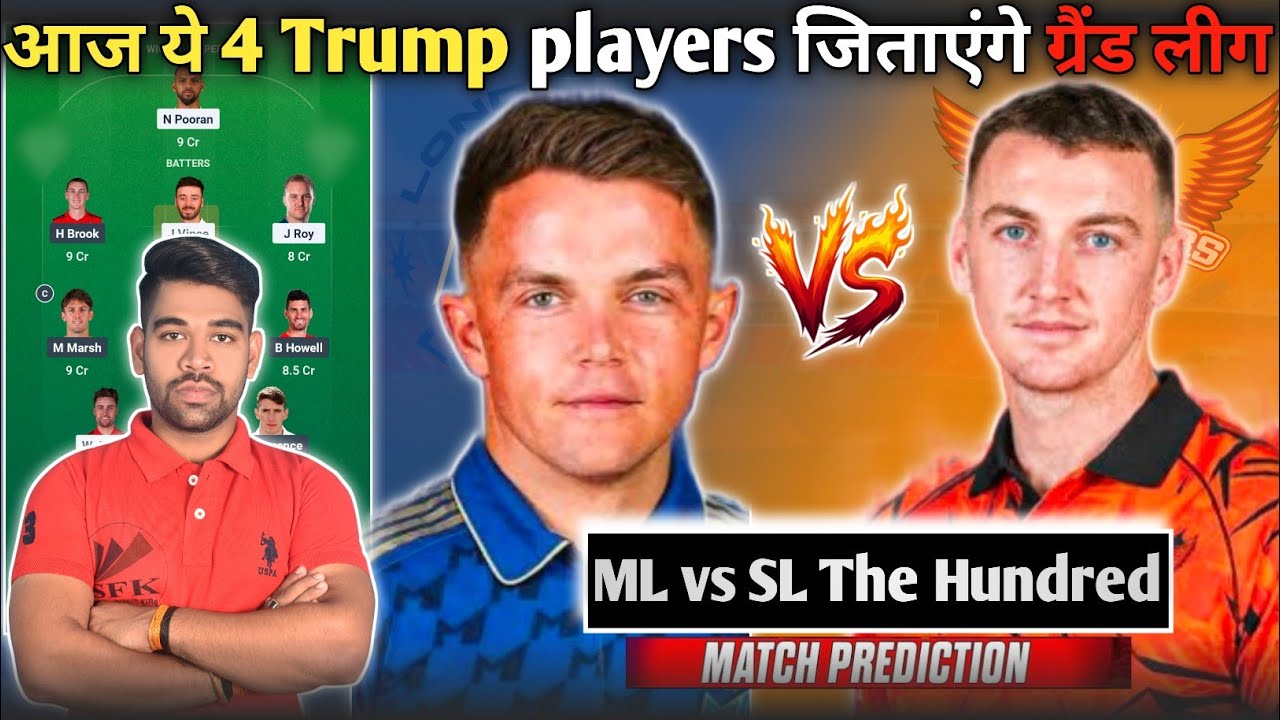 ML vs SL Dream11 Team Prediction Today, MI London vs Sunrisers Leeds The Hundred Men's Match Today