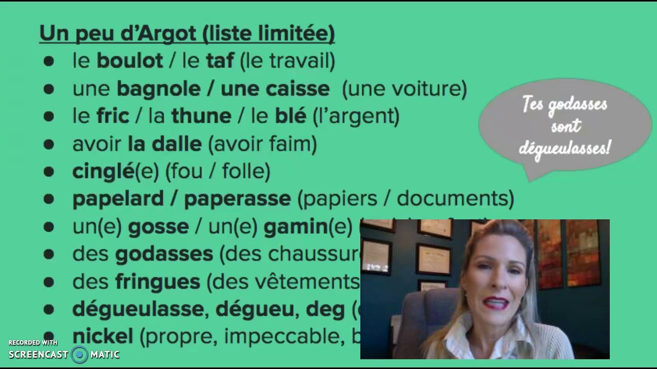 Argot, Verlan & Gros Mots Français (French Slang & Cuss Words)