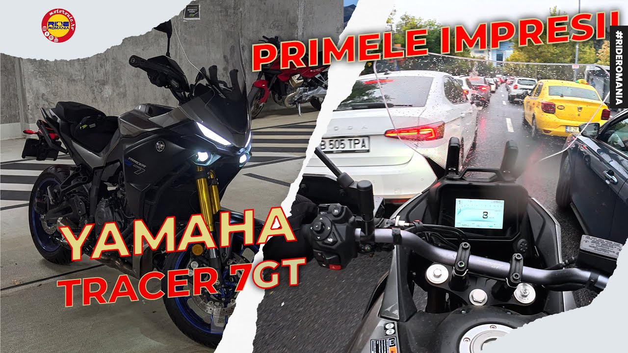 Yamaha Tracer 7GT 2025 - Prim contact prin traficul din Bucuresti pe ploaie