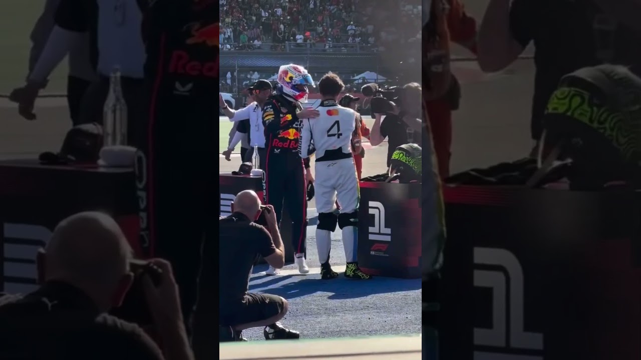 Max Verstappen congratulates Lando Norris on Mexico Win | Podium scenes