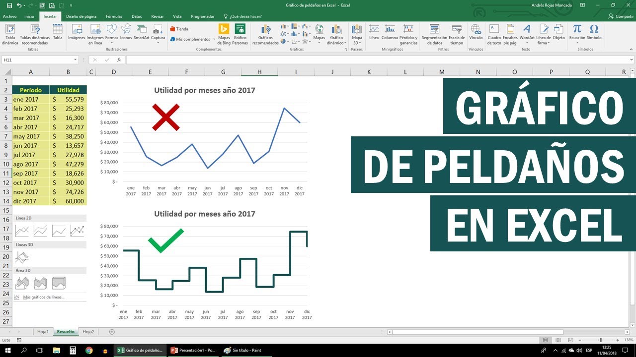 Gráfico de peldaños en Excel