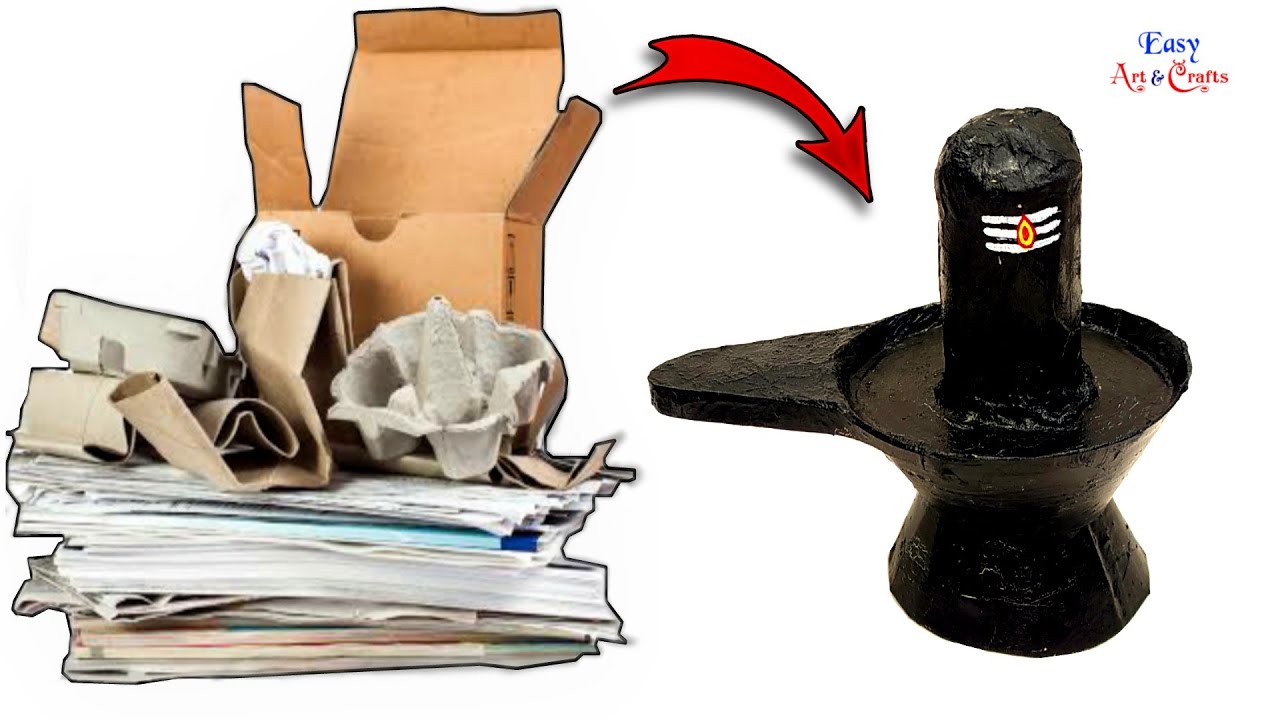 How To Make Shivling Using Newspaper & Cardboard | Newspaper crafts |DIY Newspaper Shiva Linga Craft