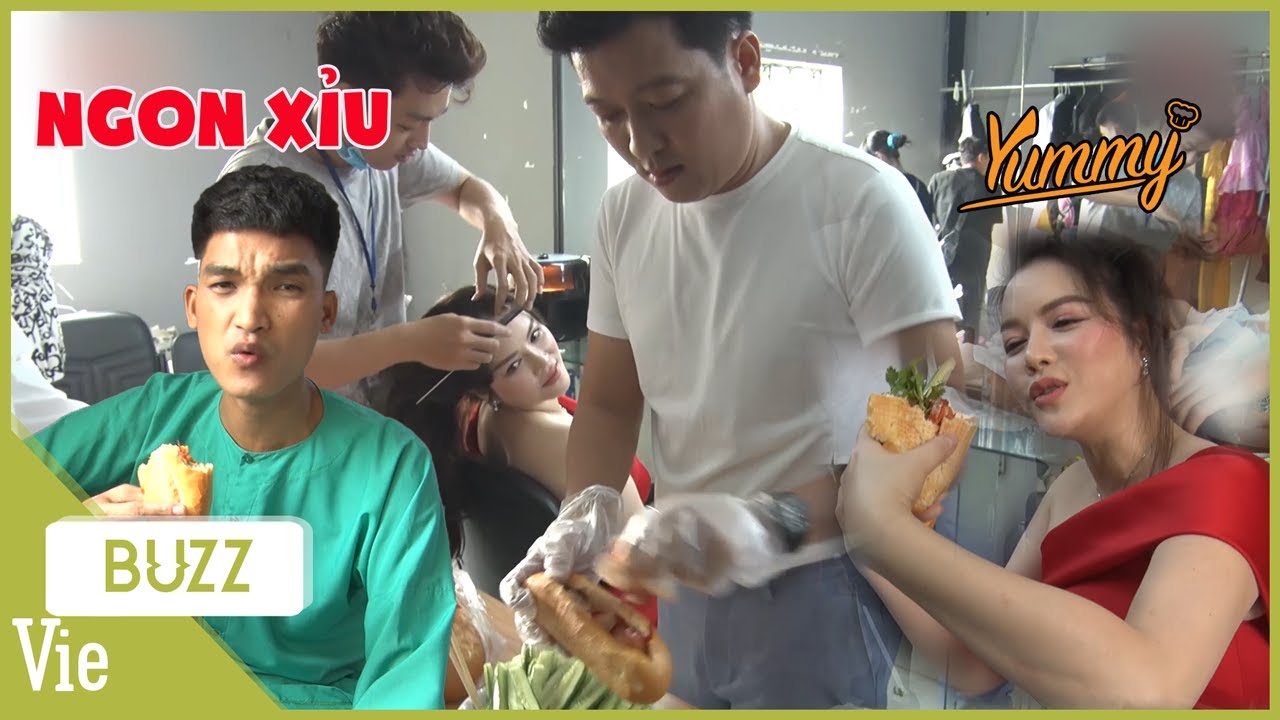 Trường Giang đem nguyên xe bánh mỳ tới đãi anh chị em nghệ sĩ, Lý Nhã Kỳ ăn ngon ko kịp thở