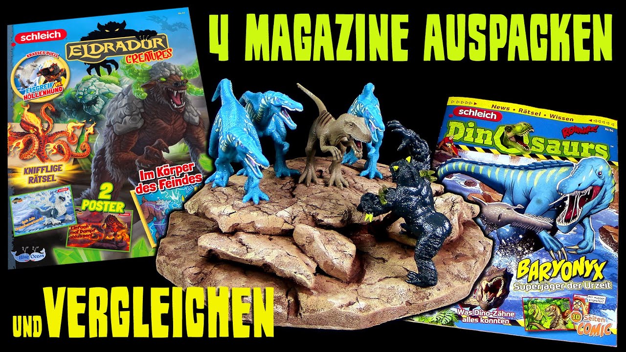 4 x Dinosaurs & Eldrador ® Magazine auspacken & Figuren vergleichen