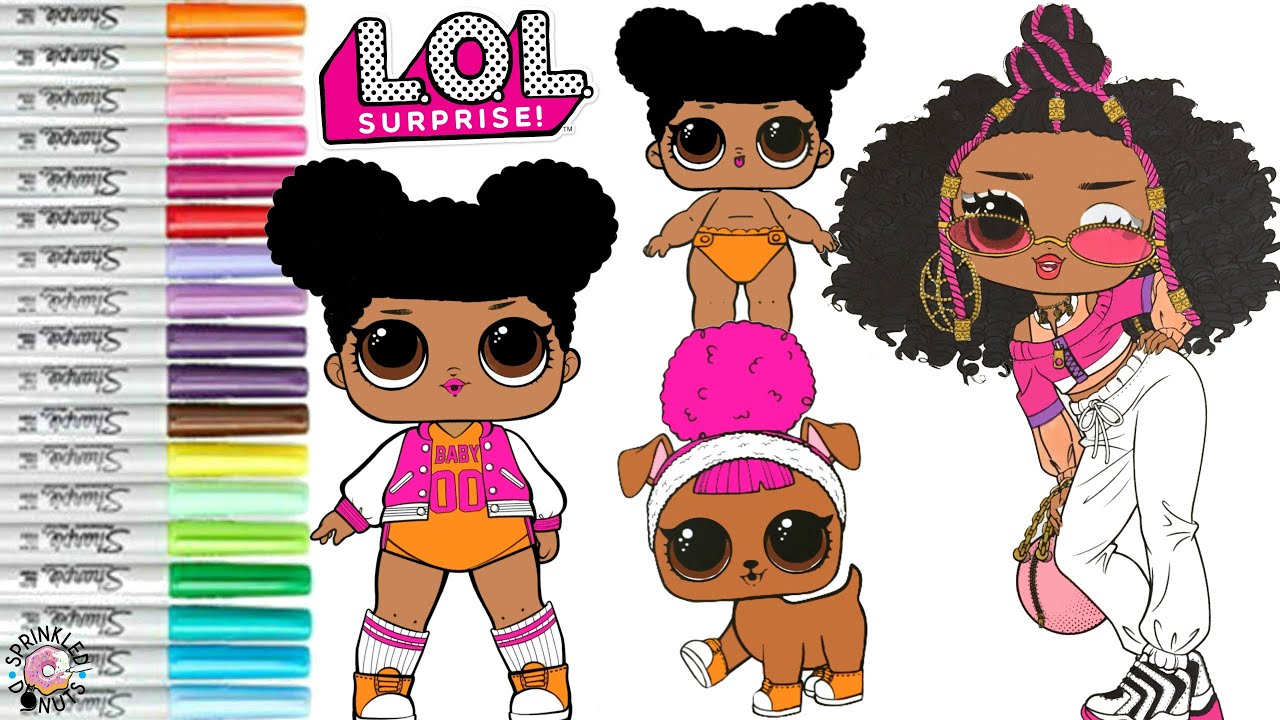 LOL Surprise Dolls Coloring Book Pages Tween Hoops Cutie Hoops MVP LIL Sister and Hoops Dogg