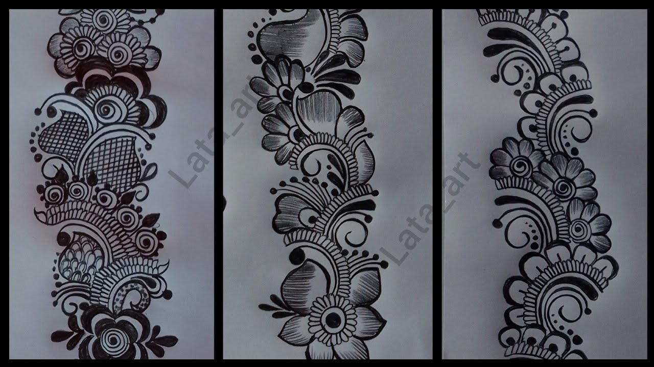 3️⃣ Easy pencil shading mehndi design / Mehndi designs pencil drawing / mehndi design by pencil 