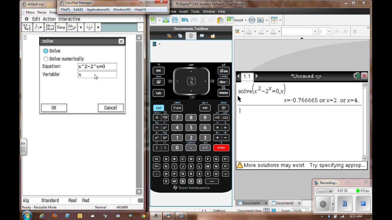TI Nspire CX CAS vs the Casio Classpad 400