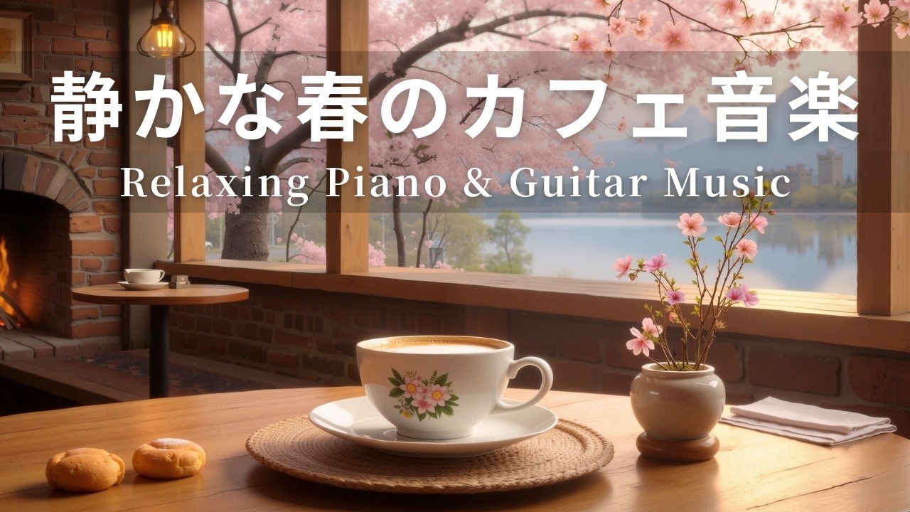 【癒しBGM】 静かな春のカフェ音楽｜やさしいギター＆ピアノのリラックス音楽｜Relaxing Piano & Guitar Music｜集中・読書・勉強用・作業用