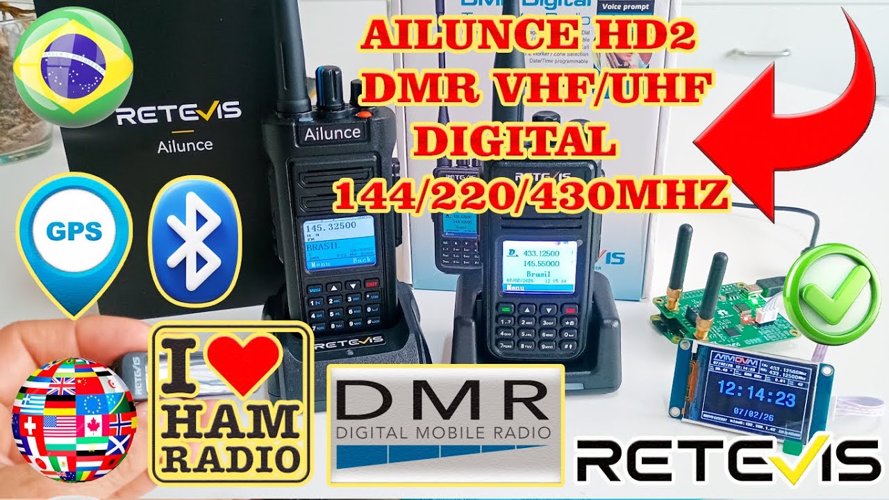 RETEVIS AILUNCE HD2 DMR - TESTES MIC BLUETOOTH, PWR, DMR DIRETO, MOD FREQ. TX, QSO DMR VIA HOTSPOT