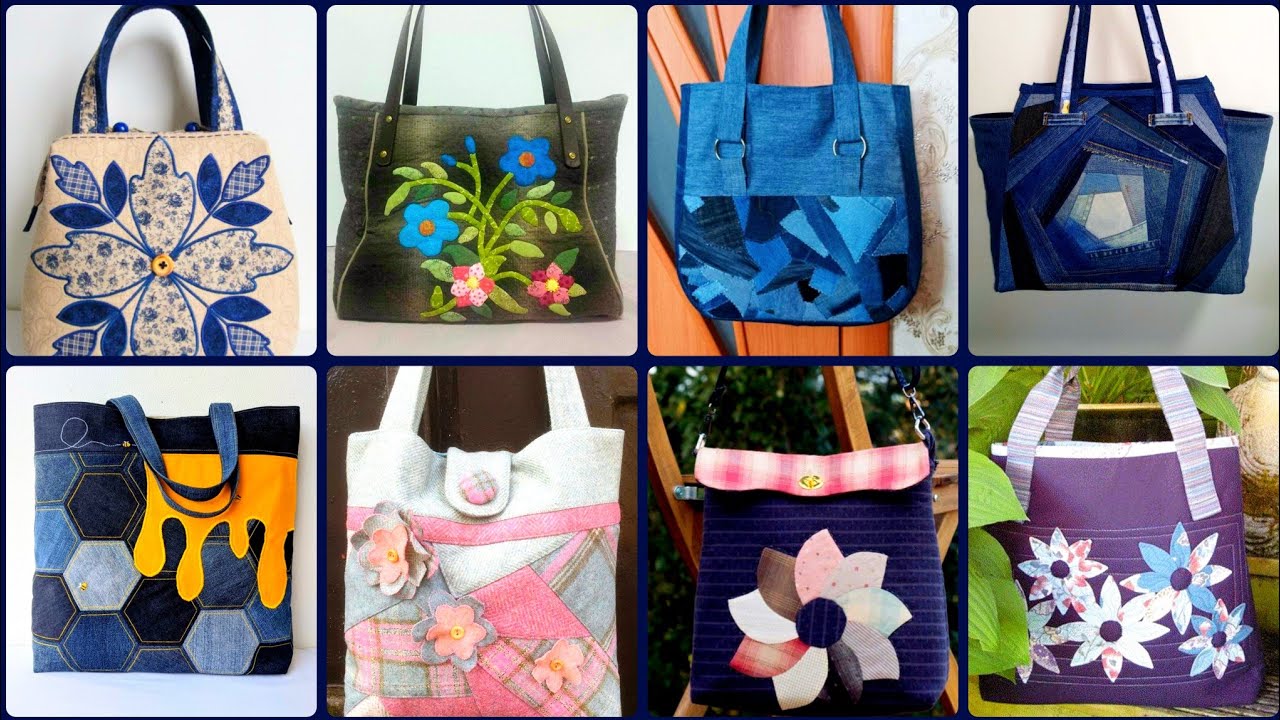 MOST BEAUTIFUL DENIM HANDMADE RECYCLED TOTE BAGS #TRENDING IDEAS