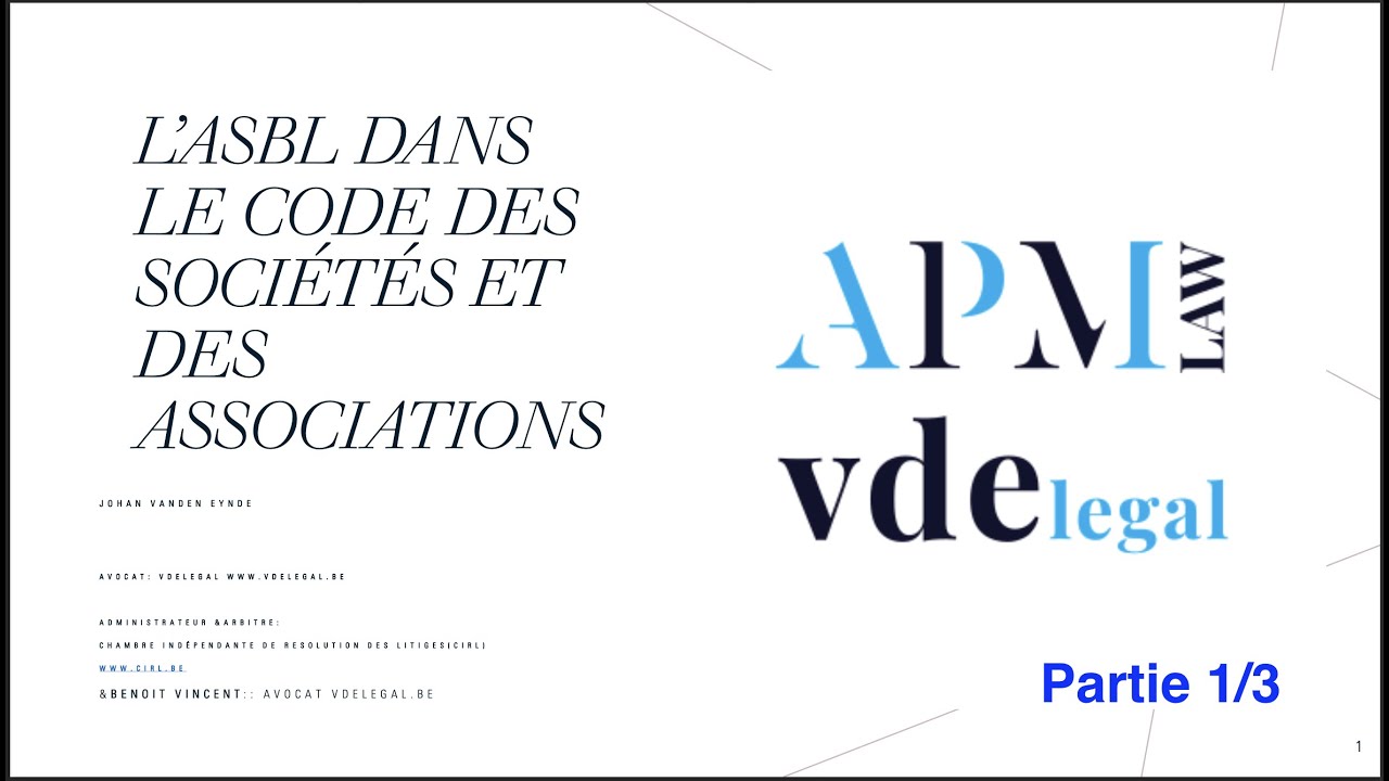 Cours ASBL - Johan Vanden Eynde partie 1
