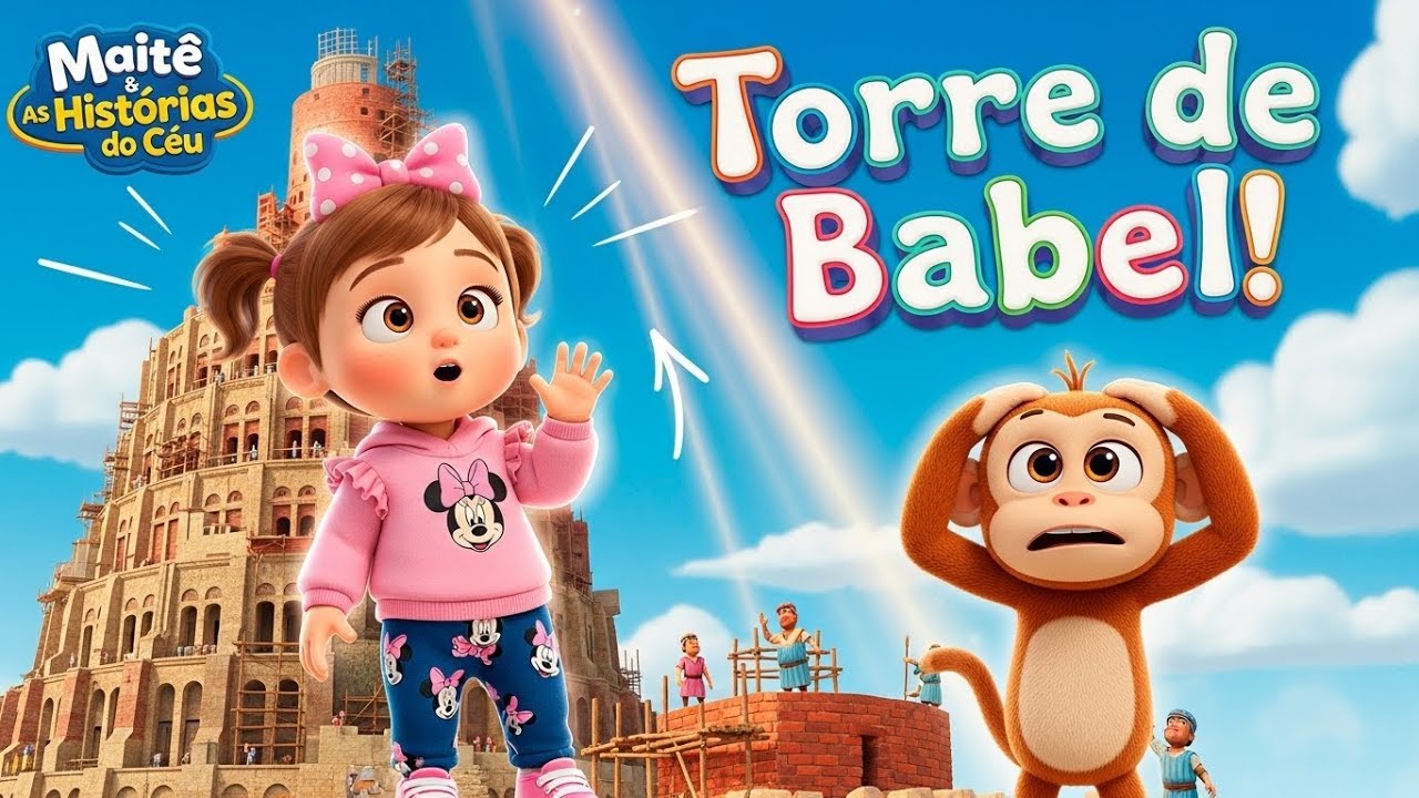 Desenhos Bíblicos Infantil - Torre de Babel - Maitê & as histórias do Céu