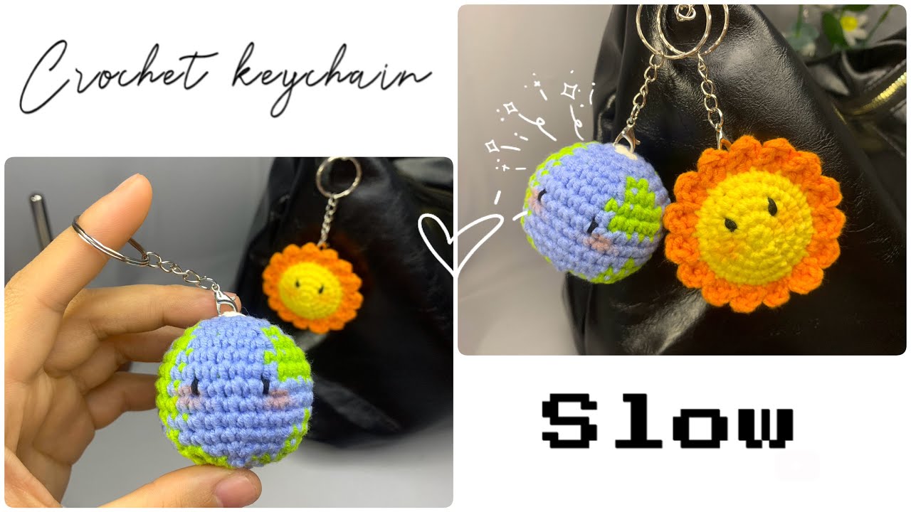 ☀️(P2. Earth)🌍 Crochet Sun & Earth Keychain | Easy for Beginners|  Móc Móc Khóa Mặt Trời & Trái Đất