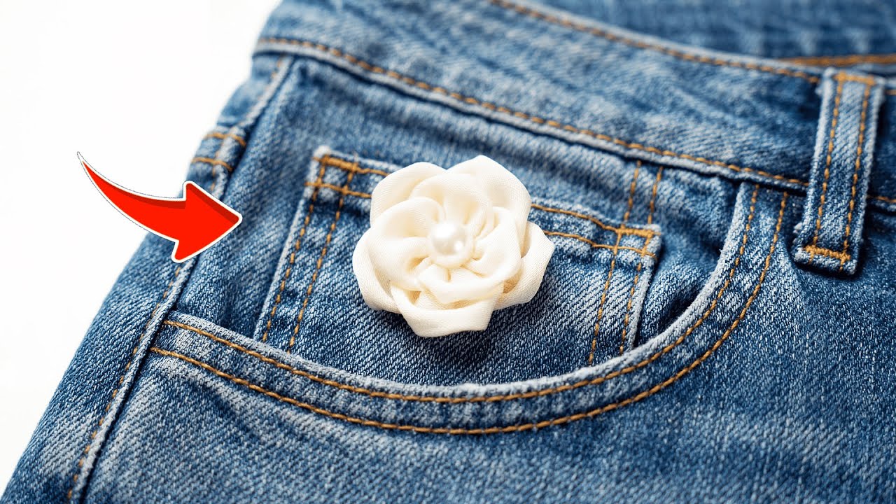 A Fashion Designer Turns a Simple Denim Pocket into a Luxury Pearl Brooch