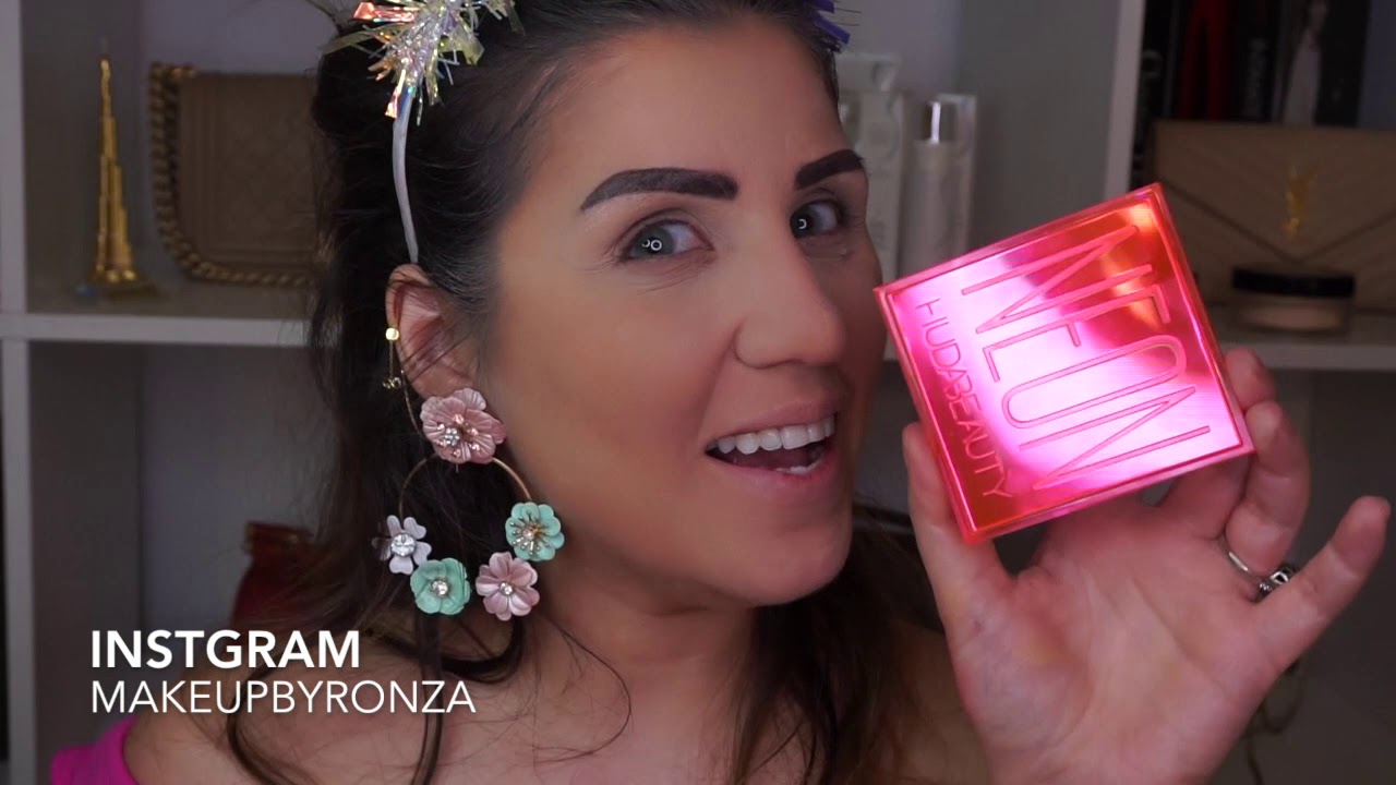 تجربتي لعلب هدى بيوتي المصغره/huda beauty /neon/pallets/fullbglam loook