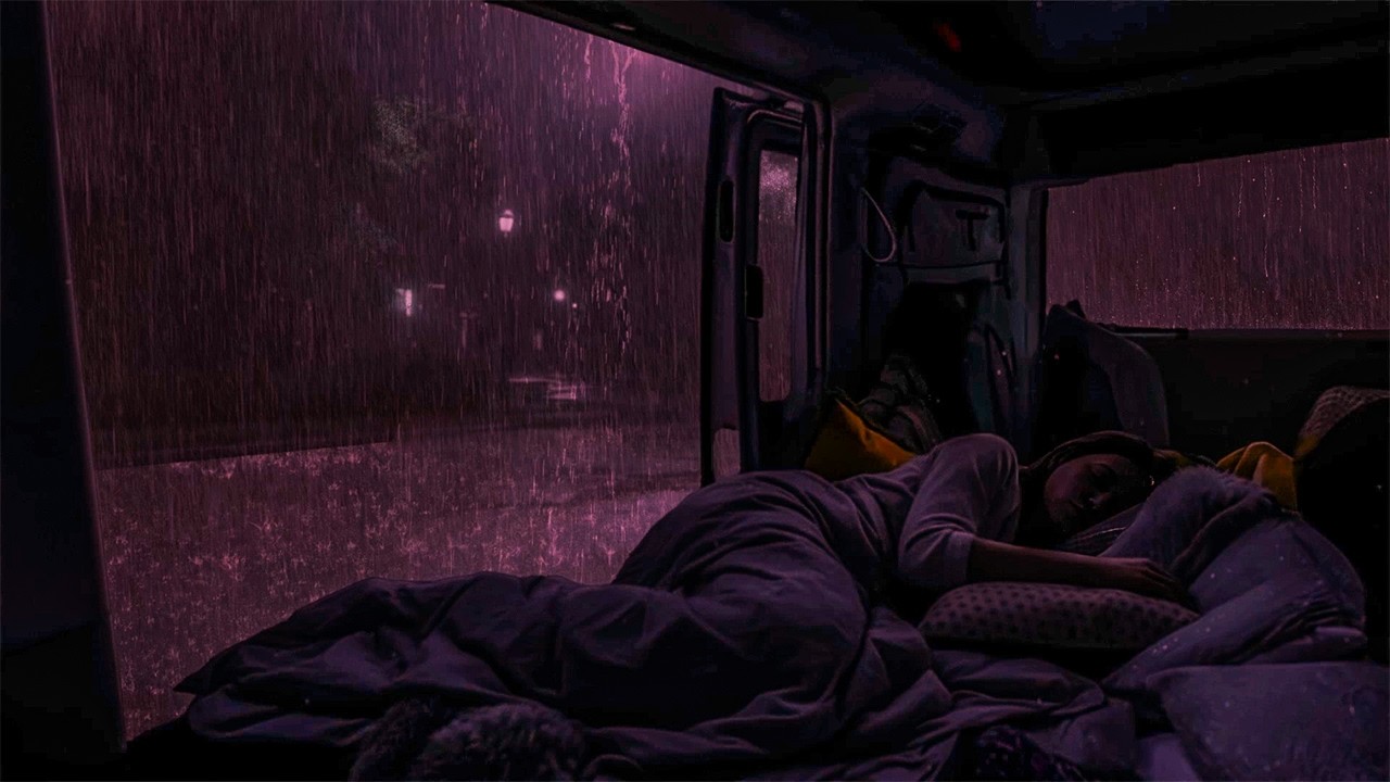 Say Goodbye to Stress and Sleep Soundly During Heavy Rainstorms & Thunderstorms in Your Car at Night