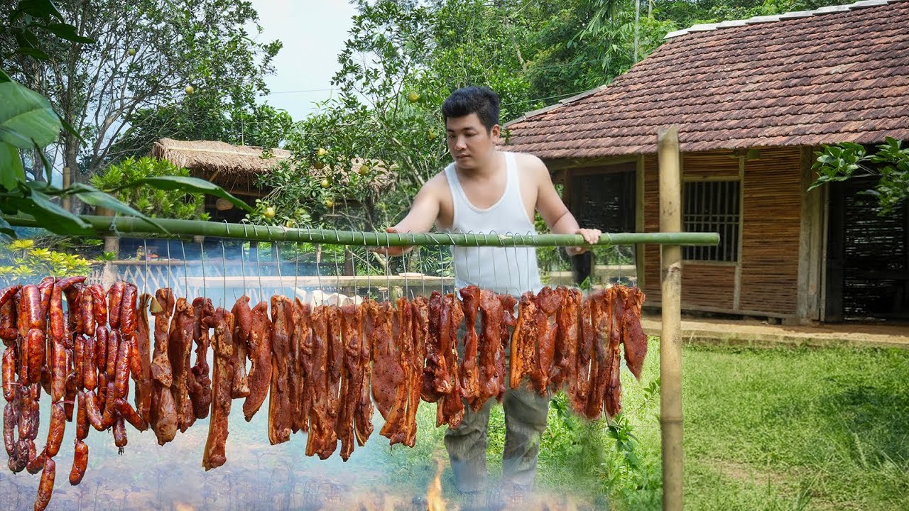 CEO CANH PHAN makes smoked meat and sausages from wild boar that can be preserved for a whole year.