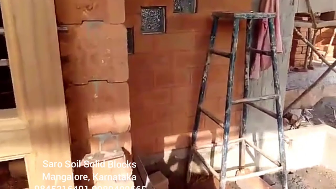 Saro mud blocks used for column structure (9845316491) #ecofriendly #compressedearthblocks #ssb