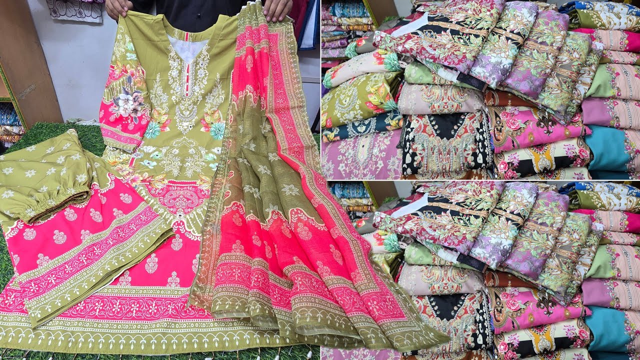 মাত্র ৮০০ টাকায় পাকিস্তানি স্টাইলের কট-কাজ+ঢোলা হাতার ঈদ এক্সক্লুসিভ থ্রিপিস পাইকারি / Pakistani 