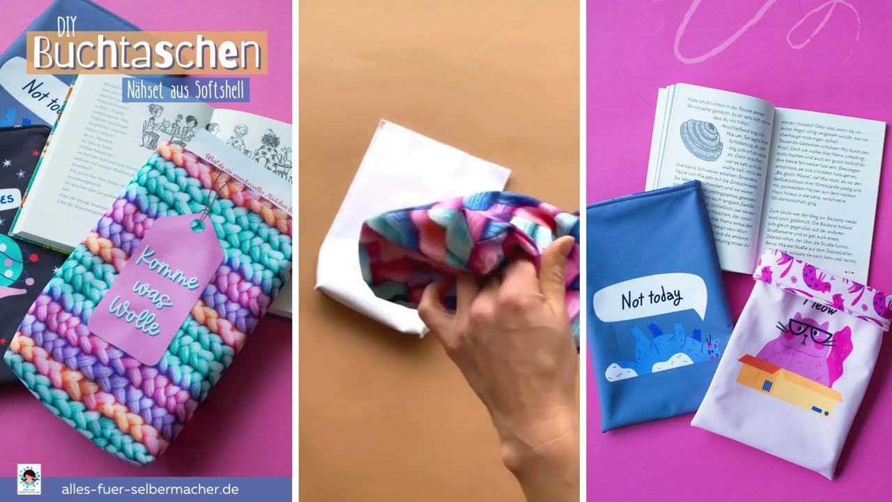 Anleitung: DIY Buchtaschen Nähset aus Softshell