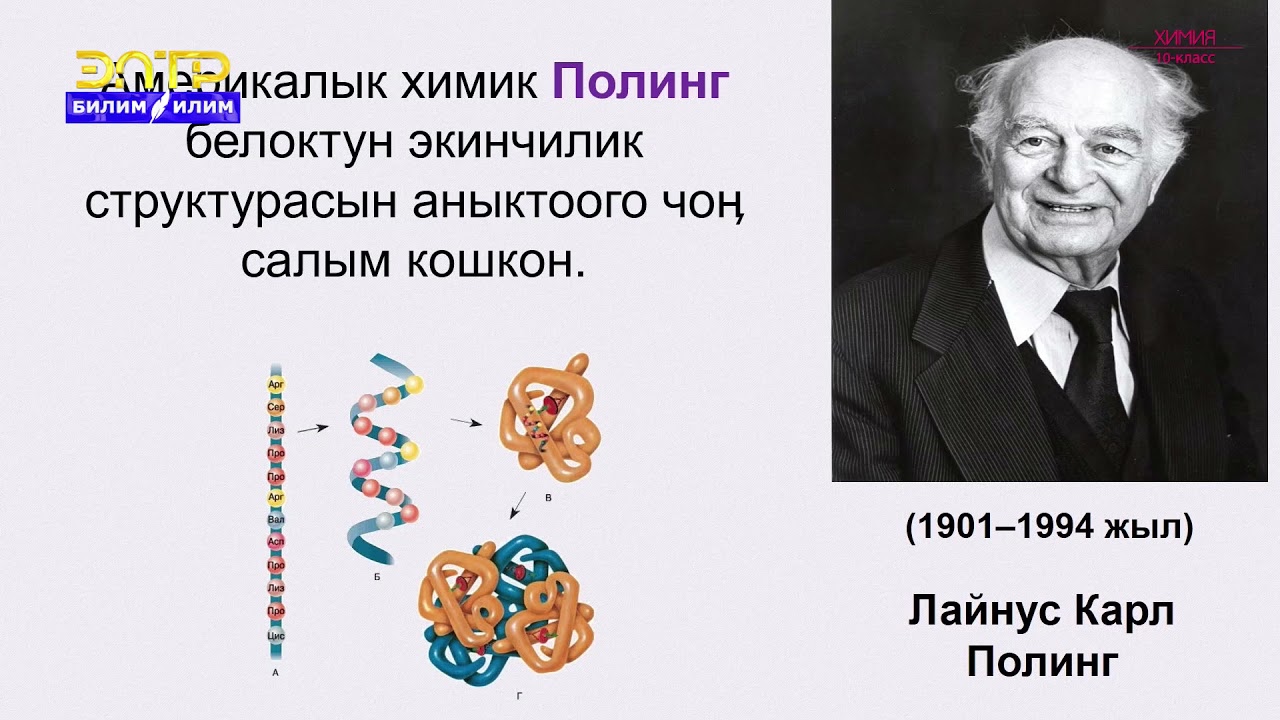 10-класс  | Химия | Белоктор жана жалпы мүнөздөмөсү. Химиялык касиеттери