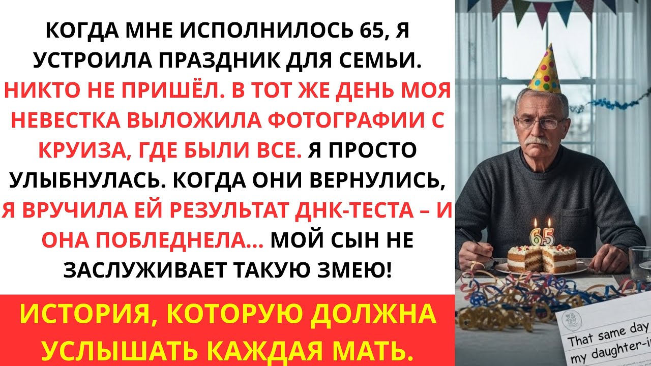 Когда мне исполнилось 65, я устроила праздник для семьи. Никто не пришёл В тот же день моя невестка…