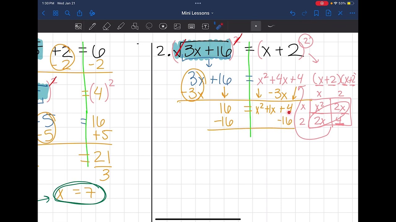 Mini Lesson: Solving Radical Equations 