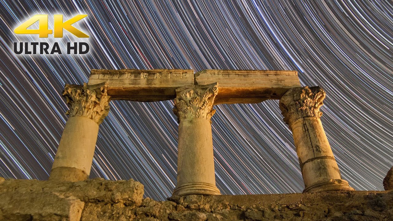 Ancient Greece - Corinthian Temples Under the Night Sky Time lapse (4K UHD)