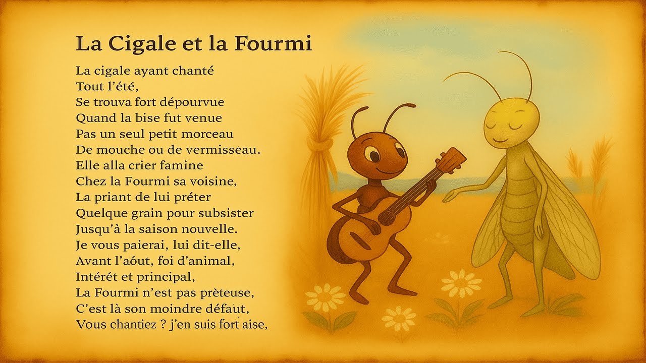 LA CIGALE ET LA FOURMI / CHANSON VIDEO POUR ENFANTS À CHANTER