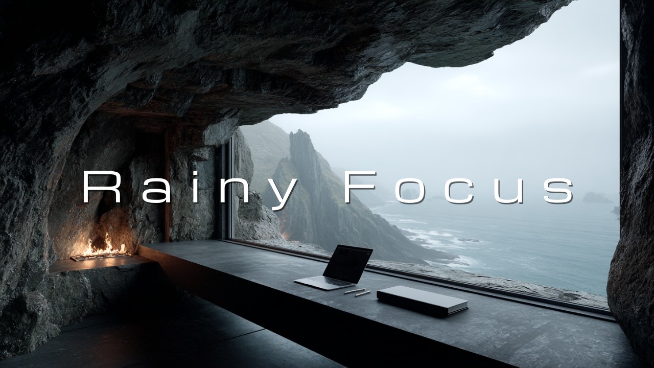 Winter Deep Work Music – Rainy Ocean View & Misty Cave Study Ambience