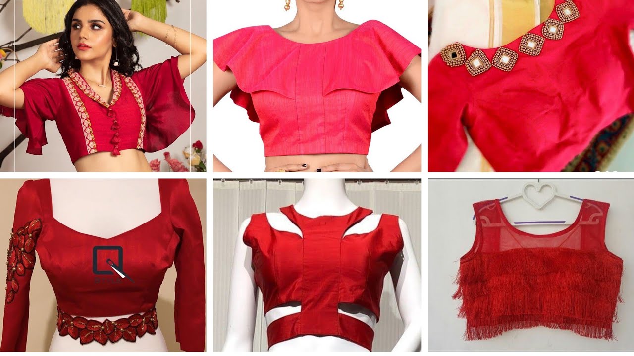 Latest party ready RED color saree blouse designs