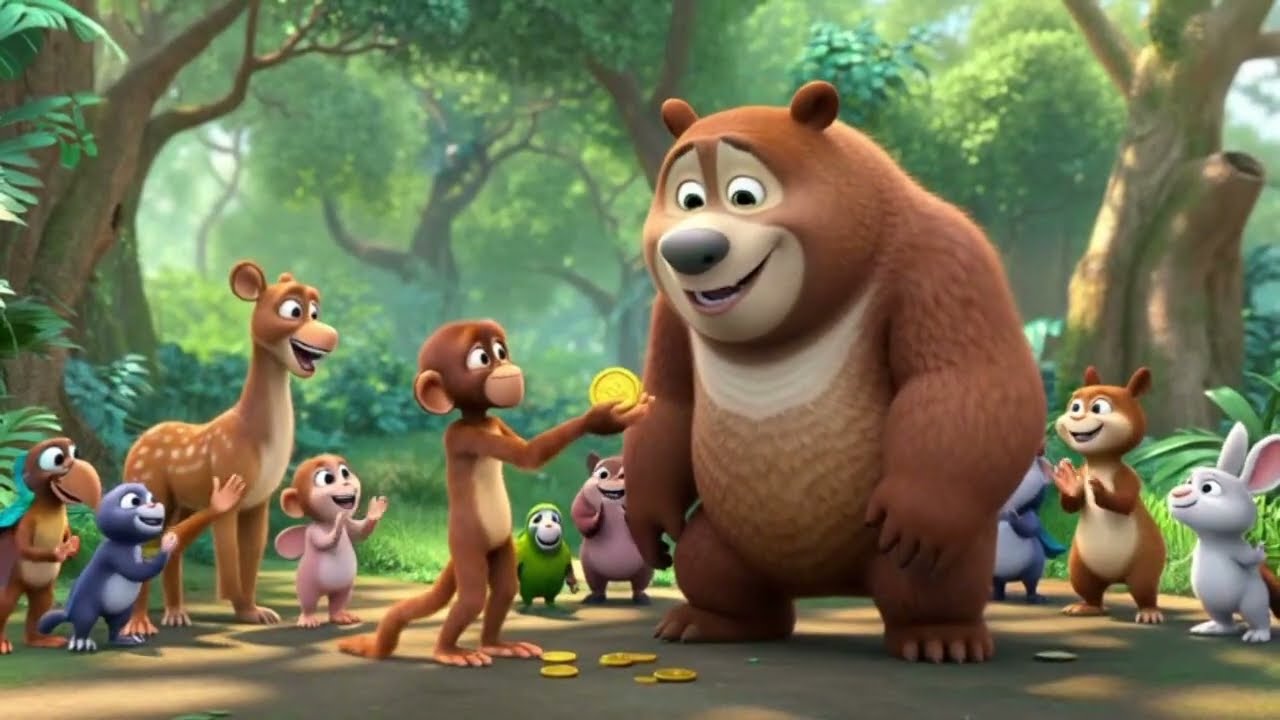 Monkey ko Mily gold k coins|Hindi rhymes animal fun | DuraTv | moral storielNursery Rhymes