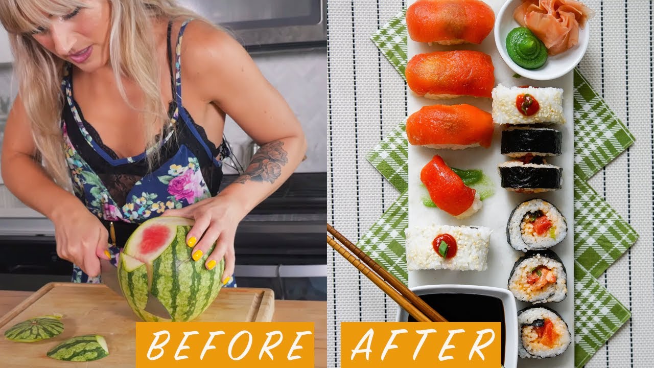 Making WATERMELON into vegan TUNA SUSHI| Vegan Sushi | The Edgy Veg