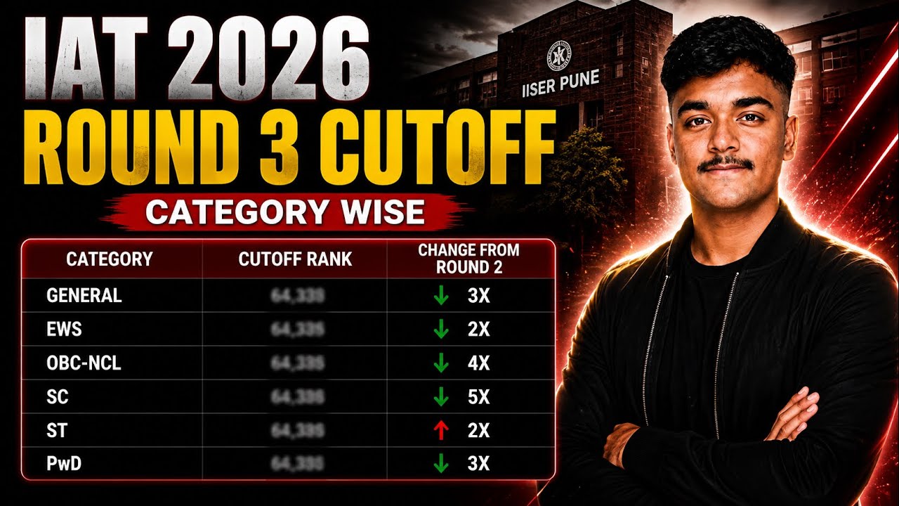 ROUND 3 EXPECTED IISER CUTOFF 2026 😨 SUCH LOW THIS YEAR? IAT CATEGORYWISE CUTOFF 2026