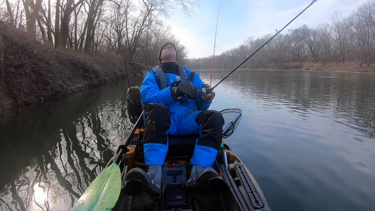 Winter River Kayak Fishing!- I Blew My Only Chance!
