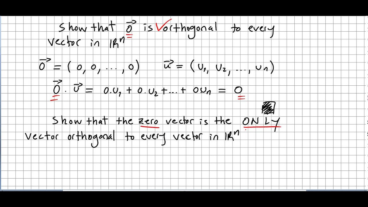 Linear Algebra 40, Vector Zero Orthogonal to all Vectors