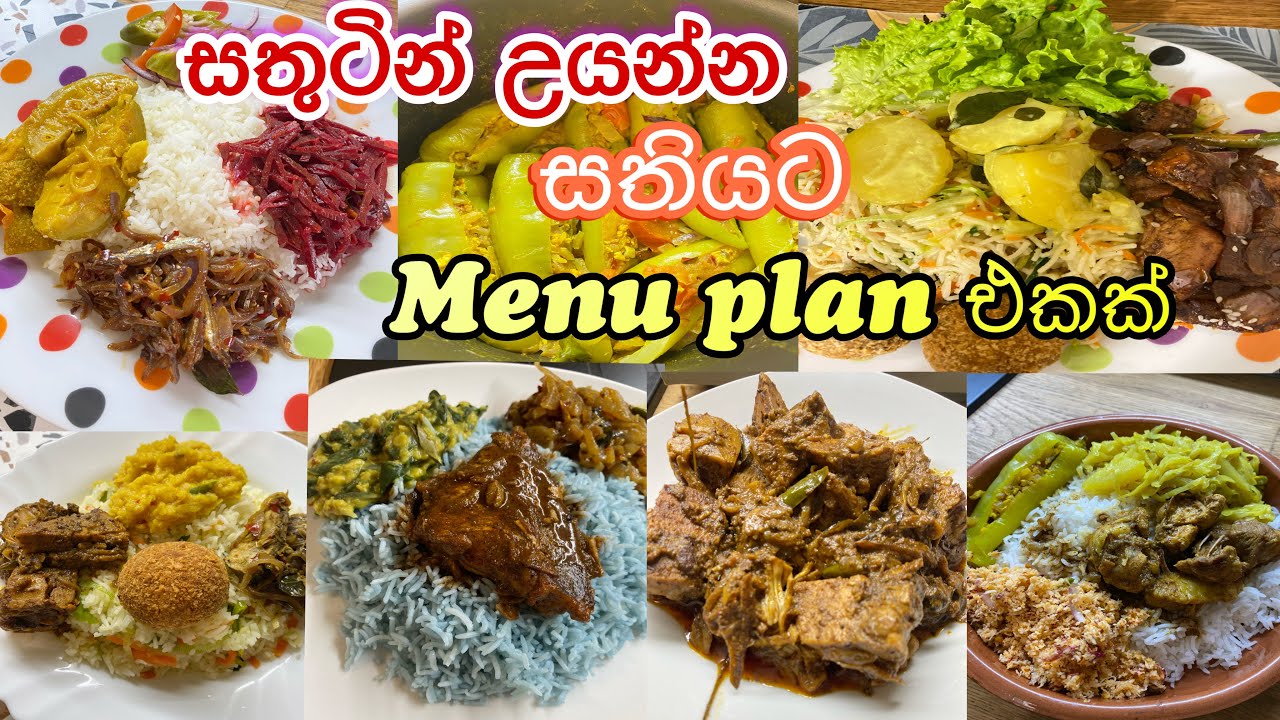 සතුටින් උයන්න සතියට Menu plan එකක්😋/lunch menu ideas sinhala/menu planing tips.