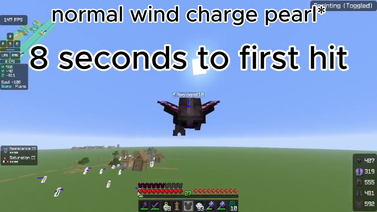 BETTER WIND CHARGE PEARL TECH!! || Minecraft Mace PvP