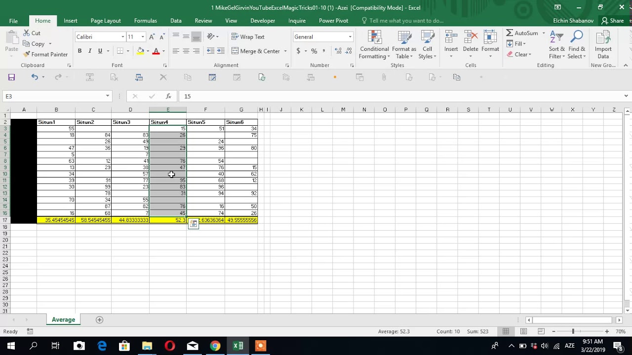 1   Excel  dərsləri  Excel average