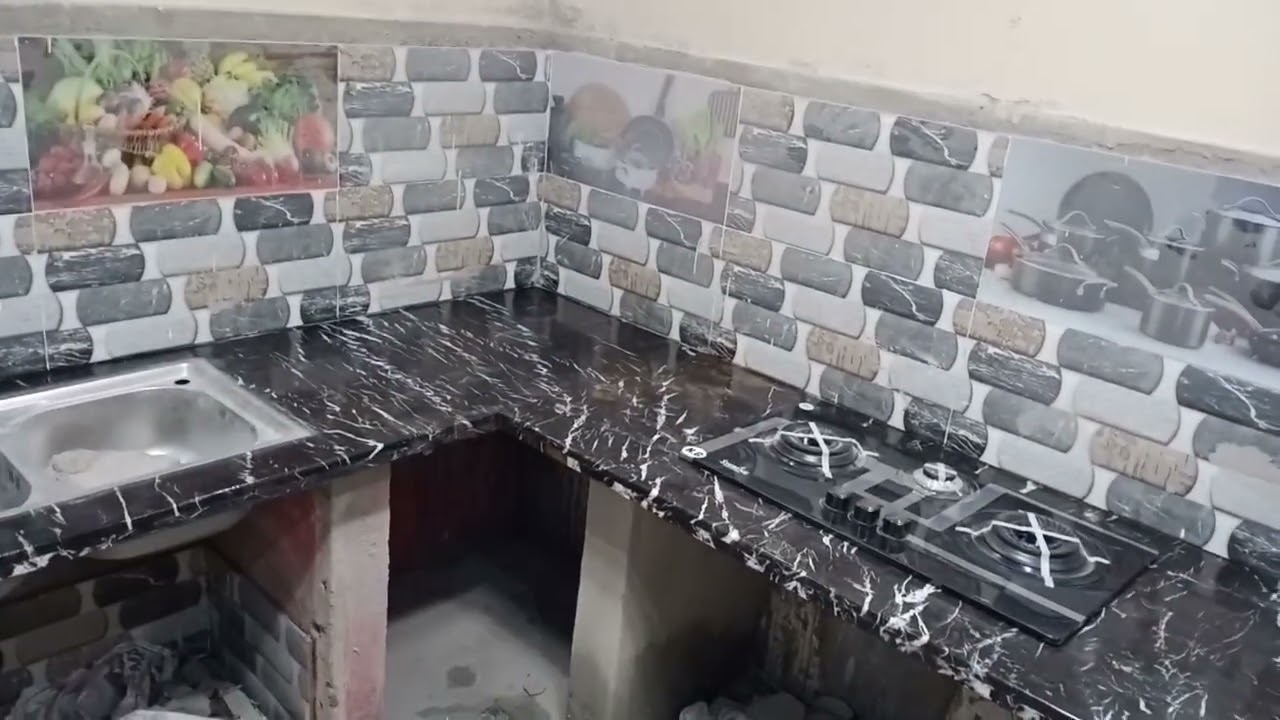 Black And Gold Marble Kitchen||Black And White Marble Kitchen||Small Kitchen Design