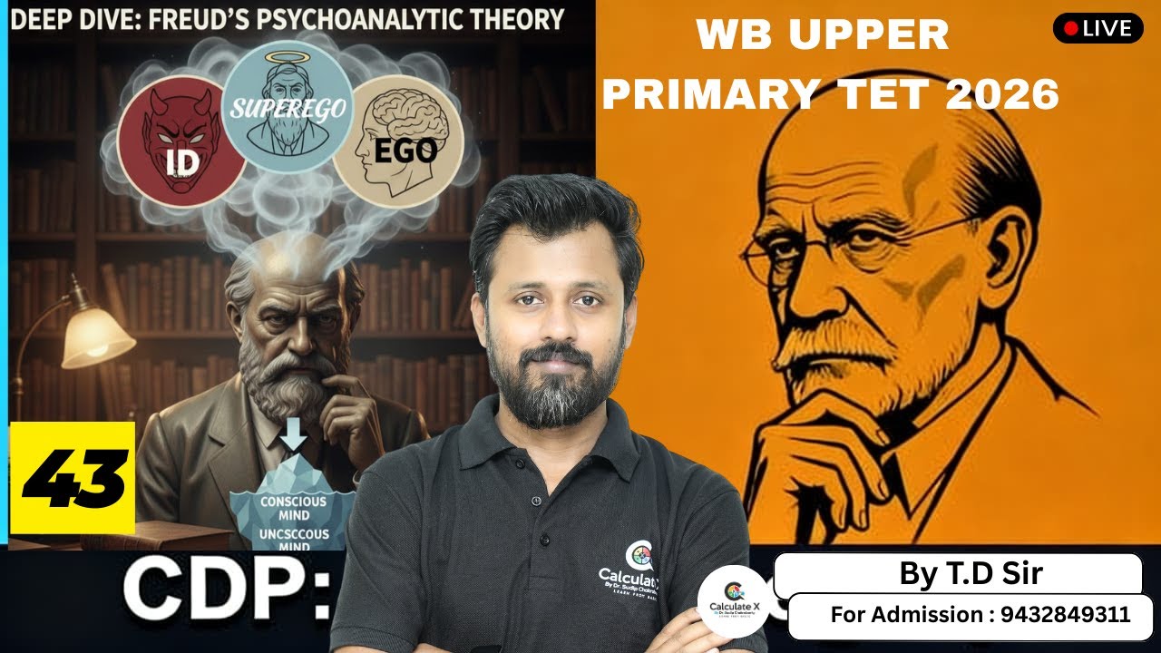 Sigmund Freud | Psychoanalysis | WB UPPER PRIMARY TET BATCH || CDP II LECTURE 43