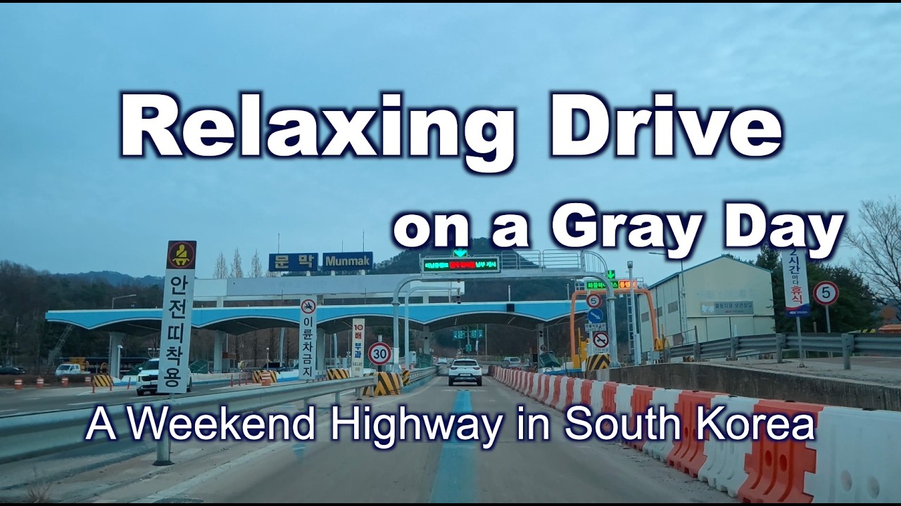 Relaxing Drive on a gray day. Weekend Highway in South Korea