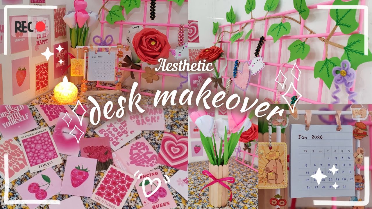 රු.150කින් 2026ට handmade items වලින් විතරක් හදපු මගේ Aesthetic desk makeover එක A-Z ගෙනාවා #desk
